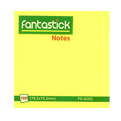 Fantastick Sticky Notes 3"x 3", Yellow N303