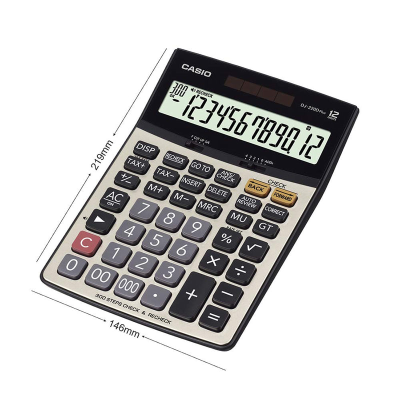 آلة حاسبة مكتبية من كاسيو DJ-220D بلس، 12 رقم