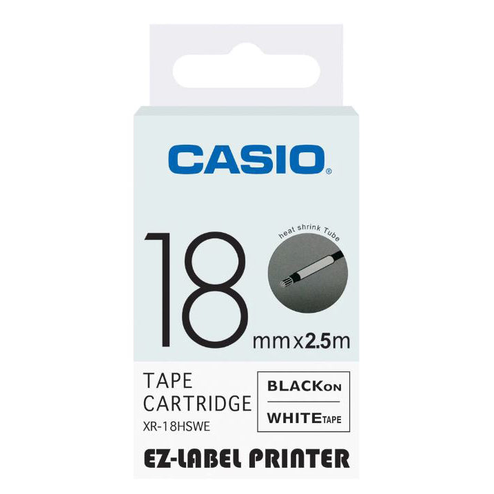Casio XR-18HSWE Label Printer Tape (Heat Shrink Tube)