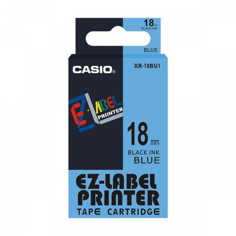 كاسيت XR-18BU1 شريط كاسيت، 18 ملم × 8 متر، أسود على أزرق