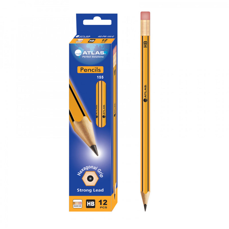 HB Pencil Yellow with Eraser (Pack of 12)