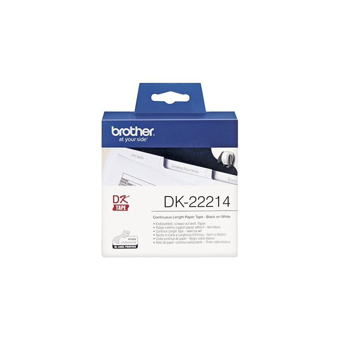 Brother DK-22214 Continuous Length Paper Tape, 12mm x 30.48m