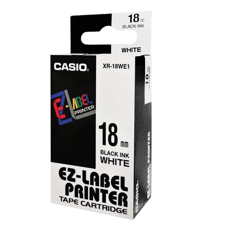 كاسيت XR-18WE1 شريط كاسيت، 18 ملم × 8 متر، أسود على أبيض