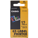 Casio XR-12GD1 Tape Cassette, 12mm X 8m, Black on Gold