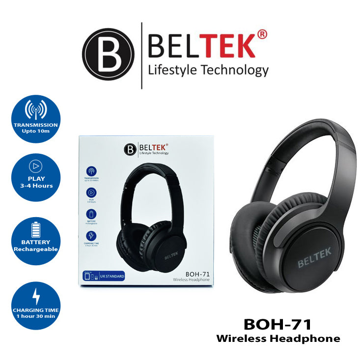 Beltek Boh-71 Wireless Over Headphone Black