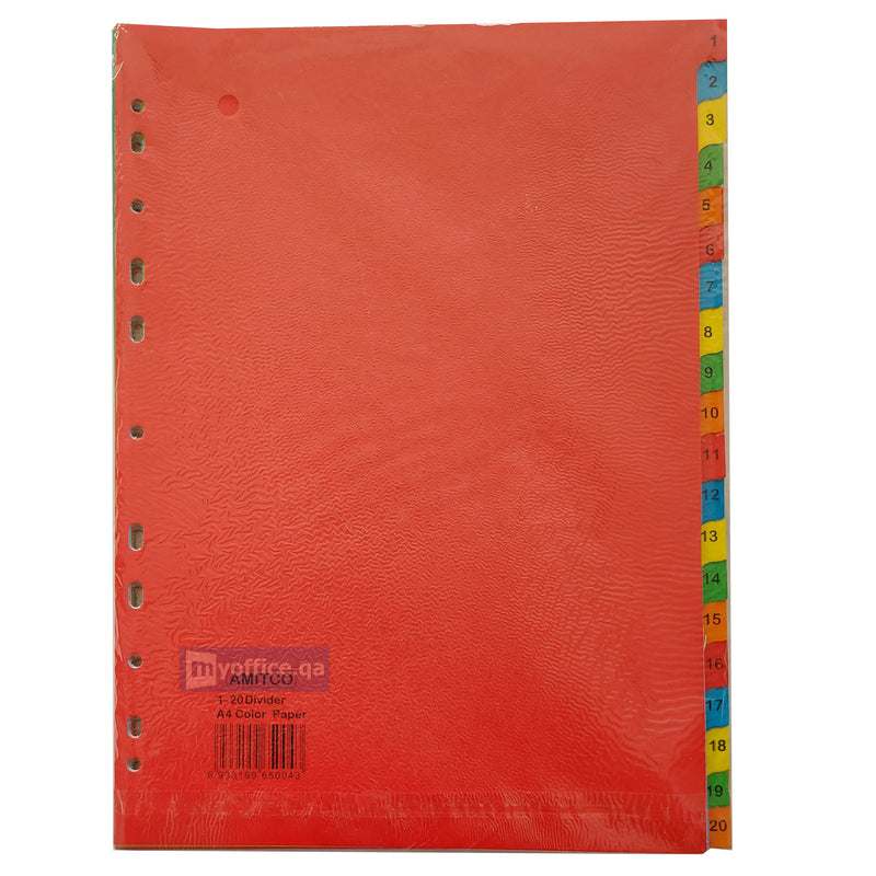 Premium Paper Index Divider 1-20 Color A4