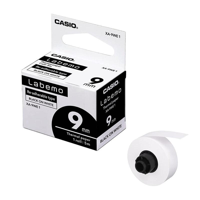 Casio XA-9WE1 Labemo Tape BLACK on WHITE