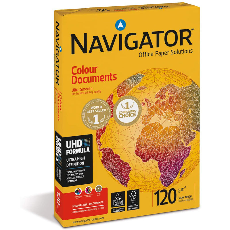 Navigator A4 120 gsm High Quality Extra Smooth & Thick Bright White Paper (Pack of 250 Sheets)