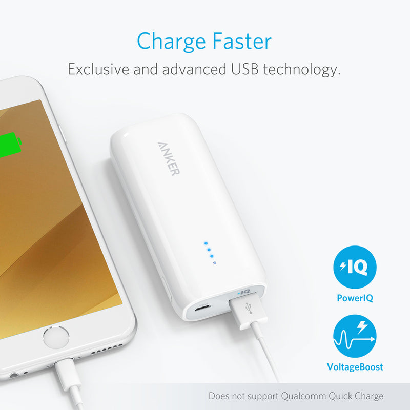 ANKER Astro E1 5200mAh Ultra Compact Portable Charger - White