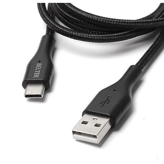 Beltek BCC-29 Type-C 2 Meter braided charging cable black