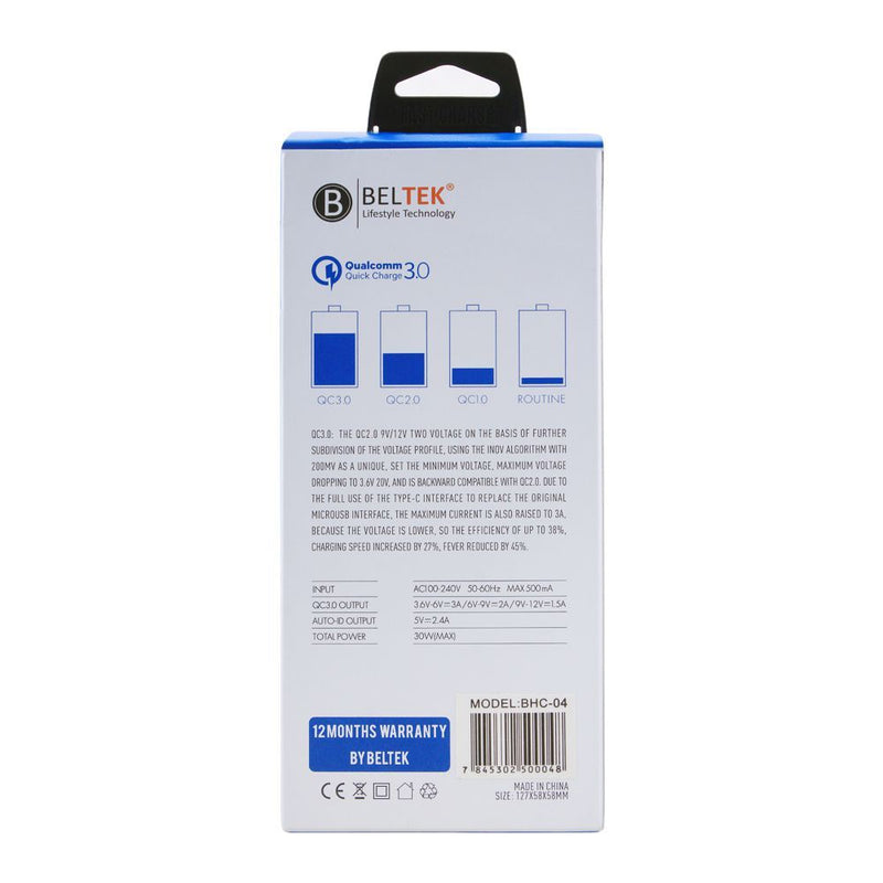 بيلتيك 2xUSB شاحن سريع وكابل بيانات، 100 سم، BHC-04