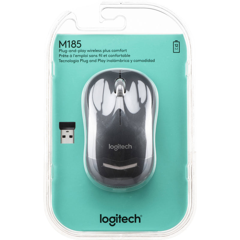 Logitech M185 Wireless Mouse, Black