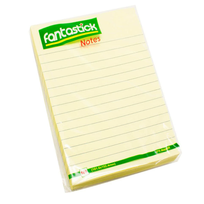 Fantastick Ruled Sticky Note 4''x 6", Yellow N406R