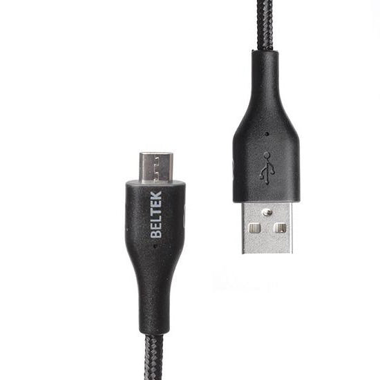 Beltek BCC-28 Micro 2 meter braided charging cable Black