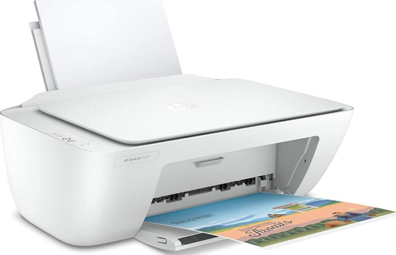 طابعة HP DeskJet 2320 الكل في واحد مقاس A4، قابس USB؛ الطباعة والمسح الضوئي والنسخ - أبيض