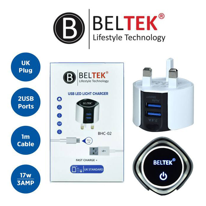 Beltek Micro USB LED Light Fast Charger, BHC-02