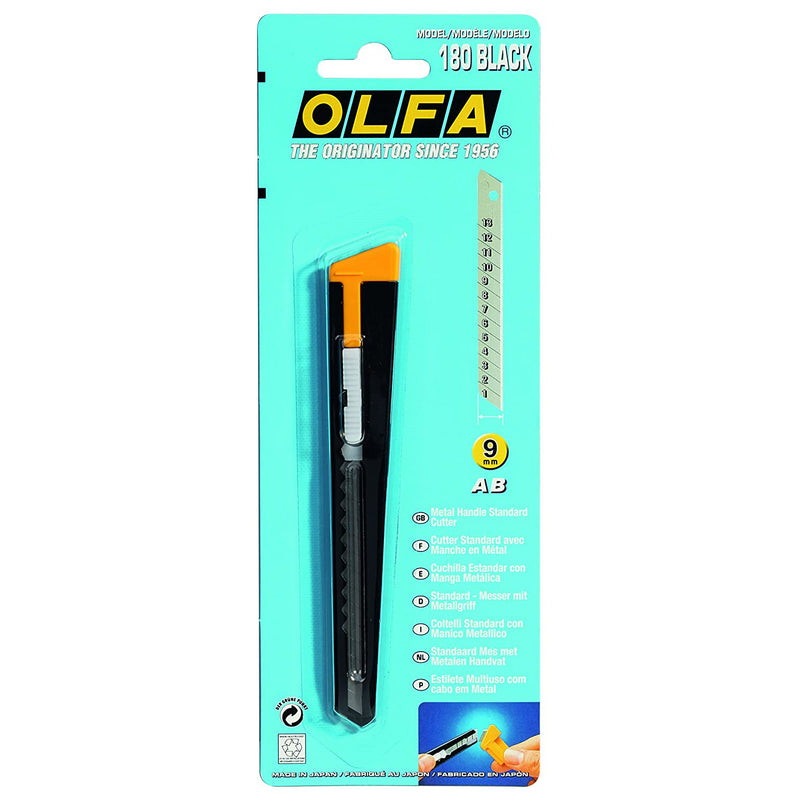 Olfa 180-BK Small Snap Cutter, Auto Lock, 9mm, Black