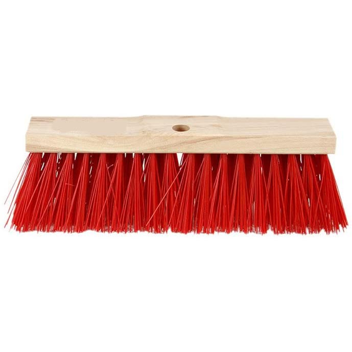 Hard Broom red with Stick 40cm