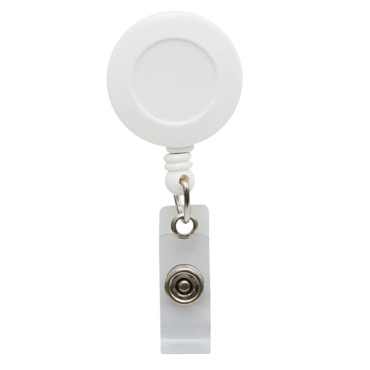 Retractable Badge/ Reel Badge Holder Clip for ID Badge - White