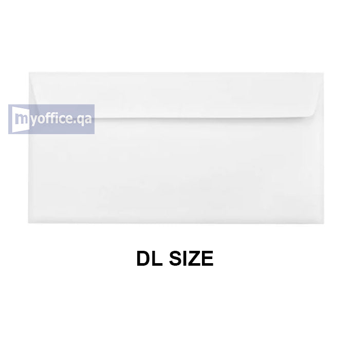 مظاريف مقاس DL باللون الأبيض، 110 مم × 220 مم؛ 9 ''× 4''