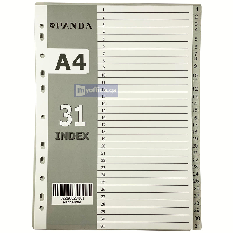 مقسم مؤشر PVC 1-31 رمادي A4