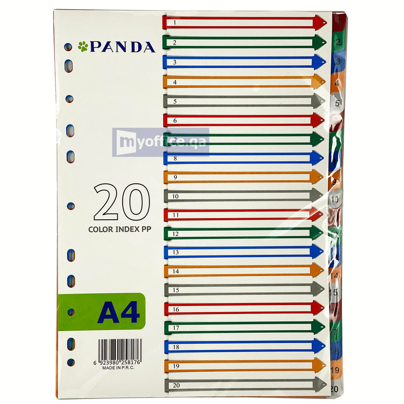 PVC Index Divider 1-20 Color A4