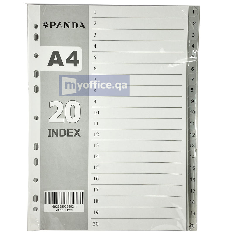PVC Index Divider 1-20 Gray A4